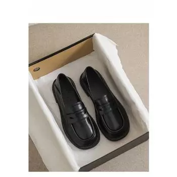 Маленькая кожаная обувь, женские весенние новые черные туфли в британском стиле, лоферы на одной педали, туфли-лодочки в японском стиле на плоской подошве Jk 35