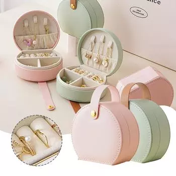 Маленькая кожаная шкатулка для украшений с ручкой, износостойкие кольца, органайзер, чехол для женщин и девочек