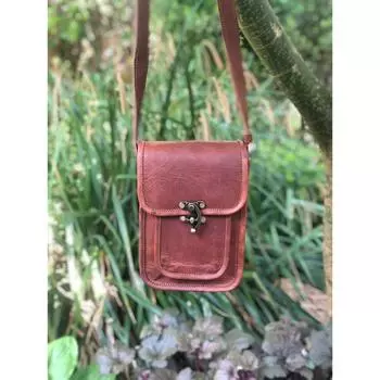 Маленькая кожаная сумка через плечо для путешествий, коричневая кожаная сумка, EDC, сумка для выгула собак, сумка для лекарств, кожаная сумка для телефона, крутой кожаный мессенджер 8х6. 8 x 6 x 3 in коричневый