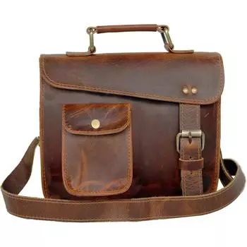 Маленькая кожаная сумка-мессенджер через плечо, винтажная сумка-мессенджер для женщин и мужчин (7 х 9)