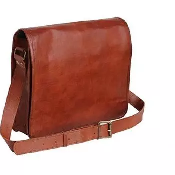 Маленькая кожаная сумка-мессенджер через плечо винтажная сумка через плечо для женщин и мужчин 11 дюймов 11 X 3 X 9 коричневый