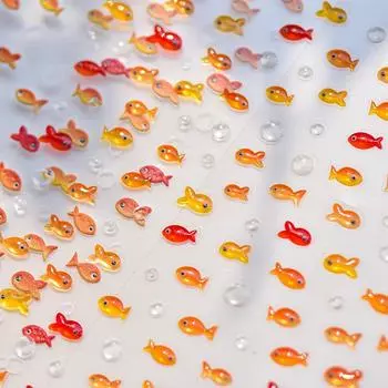 Маленькая красная рыбка, желе, летняя золотая рыбка, карп, океан, пляж, русалка, морские блестящие наклейки для дизайна ногтей, маникюрные наклейки to4151