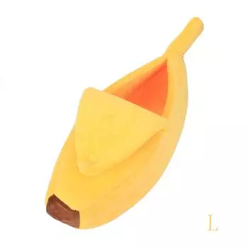 Маленькая кровать для домашних животных в форме банана, теплая мягкая плюшевая дышащая кровать, кровать для кошки-банана L жёлтый
