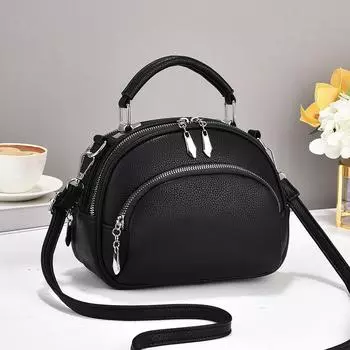 Маленькая круглая простая элегантная ретро корейская модная маленькая сумка через плечо для женщин