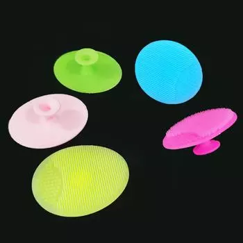 Маленькая круглая силиконовая щетка для умывания лица, мягкая силиконовая массажная очищающая щетка, щетка для мытья детского шампуня, щетка для чистки #C0GCG# розовый