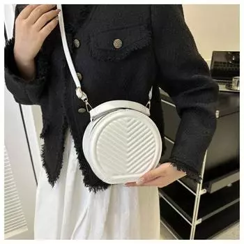 Маленькая круглая сумка через плечо для женщин в стиле ретро, повседневная и простая, большой вместимости, новый тренд осени