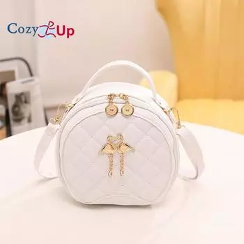 Маленькая круглая сумка Cosy Up Swan, сумка через плечо с ромбовидной сеткой и цветком, ручная сумка 17x17x9cm белый