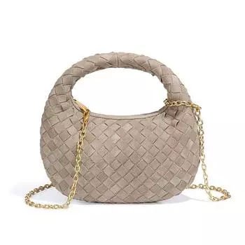 Маленькая круглая сумка из матового плетеного материала, новая универсальная ретро-сумка, мини-милая сумка через плечо, женская сумка-мессенджер, осень-зима