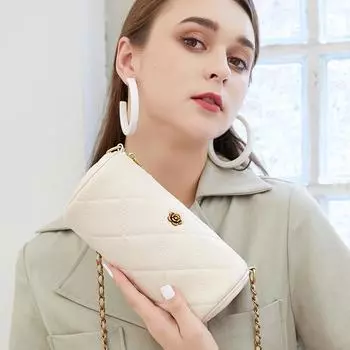 Маленькая круглая сумка, новинка 2023, модная универсальная сумка через плечо, женская летняя маленькая женская сумка из натуральной кожи с ароматом ветра, сумка на цепочке, сумка в виде цилиндра M белый