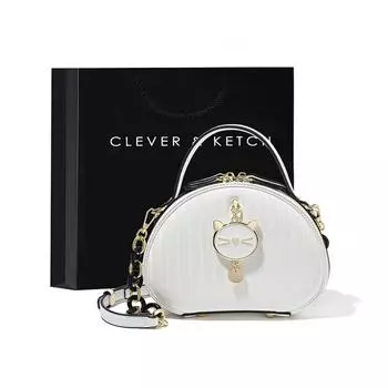 Маленькая круглая сумка, сумка через плечо на одно плечо, сумка на цепочке для подарка на день рождения его подруги, длина 21 см, ширина 6,5 см, высота 15 см белый