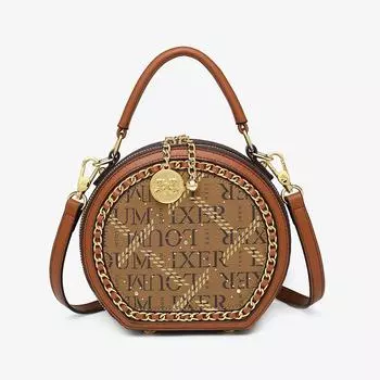 Маленькая круглая сумка женская, новинка 2023 года, модная маленькая круглая сумка с текстурным принтом, ручная накладная, сумка через плечо, сумка через плечо 5295 M