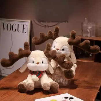 Маленькая кукла-лось, милая успокаивающая плюшевая кукла для подруги, которая будет сопровождать ее в постели и держать в качестве игрушки в подарок на день рождения Sitting height 35CM 0.5kg