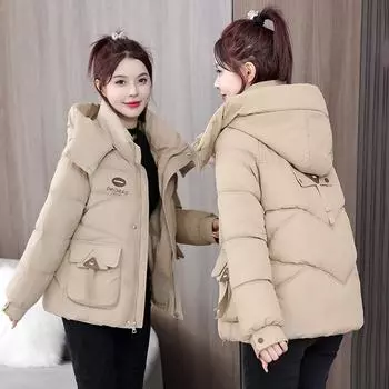 Маленькая куртка на хлопковой подкладке зимняя новая пуховая хлопковая иностранная газовая куртка на хлопковой подкладке утолщенная короткая куртка на хлопковой подкладке M чёрный