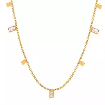 Маленькая квадратная фирменная подвеска с инкрустацией из циркония, ожерелье из титановой стали для вдовствующей королевы, универсальная индивидуальная цепочка на ключицу для женщины