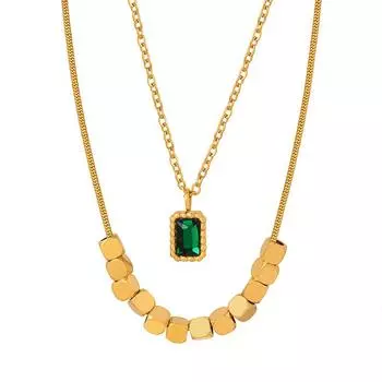 Маленькая квадратная подвеска, двойное ожерелье из титановой стали, золота 18 карат, цепочка на ключицу, универсальная, индивидуальность, темперамент, ювелирные изделия, легкая, роскошная цепочка на ключицу