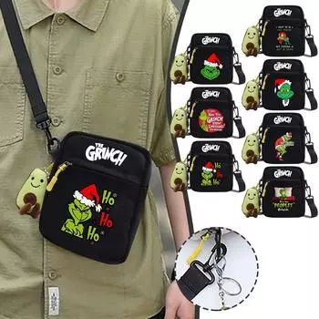 Маленькая квадратная рождественская сумка, милая сумка через плечо, красочная холщовая сумка через плечо с застежкой-молнией и принтом One Size