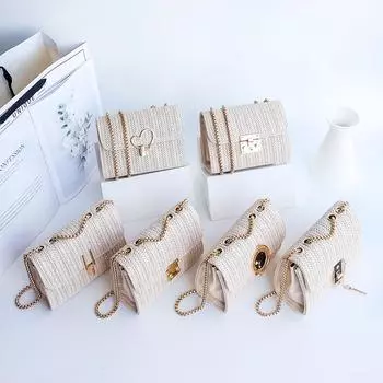 Маленькая квадратная сумка через плечо с плетеным узором и цепочкой с несколькими замками 2021 года для женщин