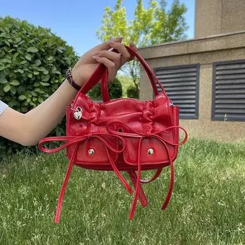 Маленькая квадратная сумка через плечо сложенная арка декоративная новая мода одно плечо