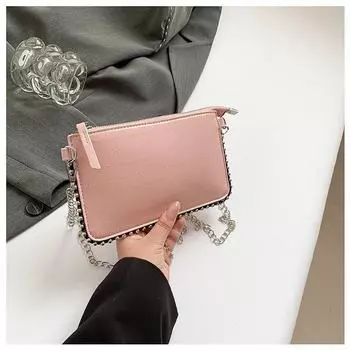 Маленькая квадратная сумка через плечо в корейском стиле 2024 года — модная повседневная сумка-мессенджер на лето и осень с портативным кошельком для монет null розовый
