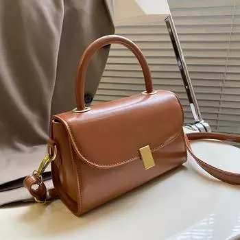 Маленькая квадратная сумка для женщин, новые модные универсальные сумки через плечо, простая однотонная сумка из искусственной кожи для женщин, для работы и поездок на работу (20cm<Max Length<30cm)