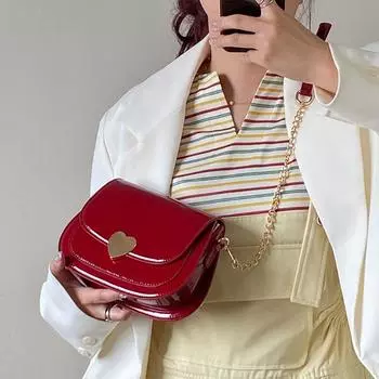 Маленькая квадратная сумка Fashion Design Sense Новые женские сумки из лакированной кожи Love Girl Solid Crossbody Fairy Pack Сумка на цепочке через плечо