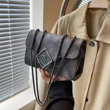 Маленькая квадратная сумка из джинсовой искусственной кожи с ромбовидным узором и модной женской сумкой через плечо с цепочкой градиентного цвета, новая сумка для мобильного телефона