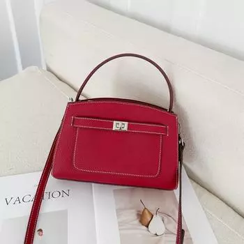 Маленькая квадратная сумка из натуральной кожи первого слоя, женская сумка из натуральной кожи с контрастной строчкой, легкая, роскошная, через плечо