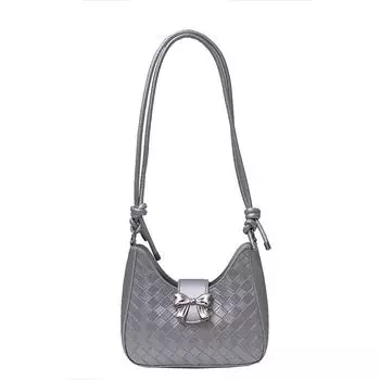 Маленькая квадратная сумка из ПУ, сумка подмышку, универсальная сумка через плечо, популярная сумка-мессенджер. серебряный