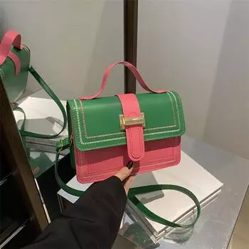 Маленькая квадратная сумка контрастного цвета в стиле ретро, универсальная сумка через плечо, женская полосатая текстура, большая вместимость, сумка для поездок на работу, женская сумка коричневый