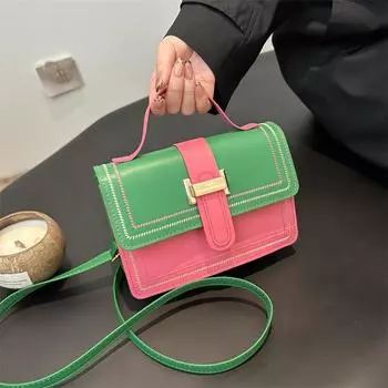 Маленькая квадратная сумка контрастного цвета в стиле ретро, универсальная сумка через плечо, женская полосатая текстура, большая вместимость, сумка для поездок на работу, женская сумка коричневый