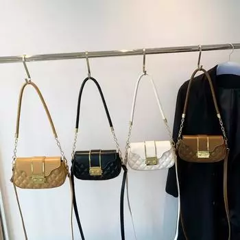 Маленькая квадратная сумка корейская версия маленькой свежей женской сумки 2024bags осень новая персонализированная замковая ромбовидная одноплечевая женская сумка-мессенджер белый