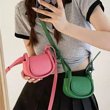 Маленькая квадратная сумка Мини-сумка через плечо Однотонная детская сумка Модная женская сумка женская синий