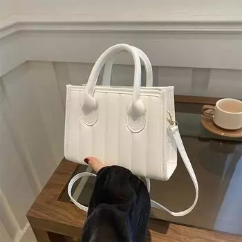 Маленькая квадратная сумка, модная сумка из фактурной искусственной кожи, женская сумка в иностранном стиле, сумка через плечо, простая сумка-мессенджер Tide серебряный