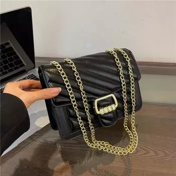 Маленькая квадратная сумка Niche Design 2024, летняя новая модная простая сумка через плечо с косым креплением, повседневная модная сумка для поездок на работу для женщин чёрный