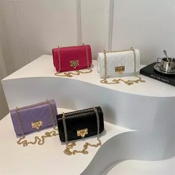 Маленькая квадратная сумка Niche Diamond Solid Color Chain, новая трендовая модная сумка через плечо, простая и модная женская сумка через плечо