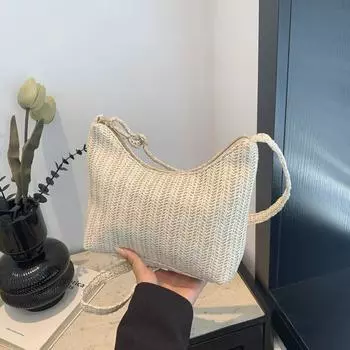 Маленькая квадратная сумка Niche Fashion Beach Bag Текстурированная соломенная сумка через плечо Niche Универсальная сумка-мессенджер хаки
