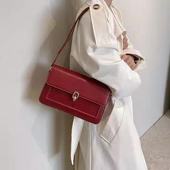 Маленькая квадратная сумка, ретро-сумка на одно плечо под мышкой, высококачественная и модная красная сумка для женщин