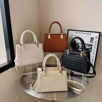 Маленькая квадратная сумка с каменным узором, модная сумка, простая сумка через плечо в стиле ретро, сумка-мессенджер коричневый