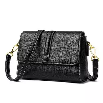 Маленькая квадратная сумка с рисунком личи, модная и простая женская сумка через плечо чёрный