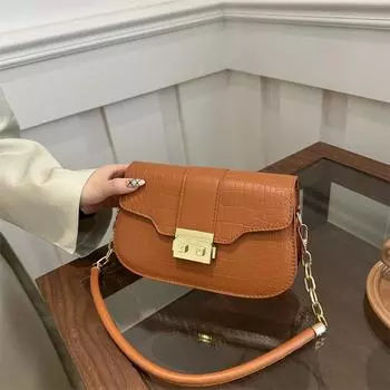 Маленькая квадратная сумка с текстурированным крокодиловым узором, женская модная сумка через плечо в иностранном стиле, универсальная сумка-мессенджер красный