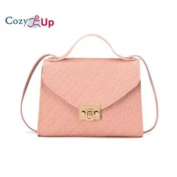 Маленькая квадратная сумка с тиснением Cozy Up, простая и универсальная женская сумка через плечо 18x13x5CM чёрный