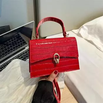 Маленькая квадратная сумка с замком 2024 года, осенняя иностранная мода, новая корейская версия, сумка на плечо с каменным узором, однотонная простая женская сумка-мессенджер чёрный