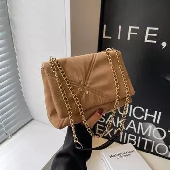 Маленькая квадратная сумка в стиле ретро с цепочкой, женская повседневная сумка-мессенджер для поездок на работу, осень 2024, новая корейская версия, модная простая сумка через плечо