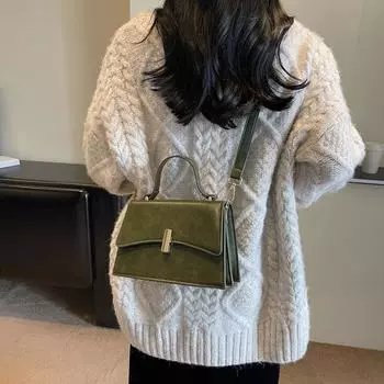 Маленькая квадратная сумка во французском стиле, женская сумка через плечо с застежкой-замком из искусственной кожи, модная универсальная сумка для поездок на работу и обратно