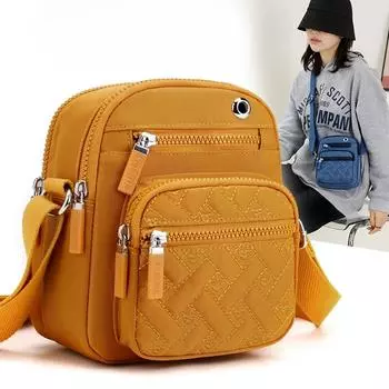 Маленькая квадратная сумка, женская сумка через плечо с ромбовидной текстурой, сумка для покупок и телефона на молнии, модная и универсальная холщовая сумка на одно плечо 16819cm чёрный