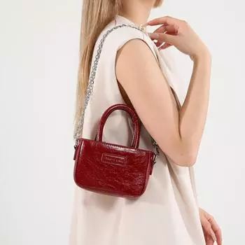 Маленькая квадратная сумочка для женщин простая искусственная кожа мини красные сумки через плечо кошелек для монет новая цепочка