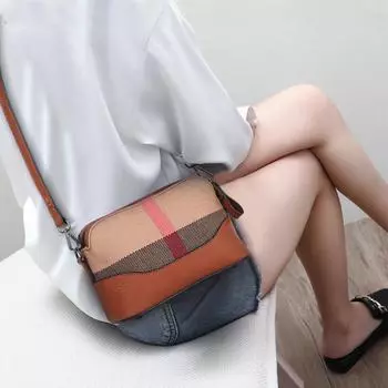 Маленькая квадратная женская сумка, новая модная европейская и американская мода, повседневная сумка через плечо из коровьей кожи, высококачественная женская сумка в клетку
