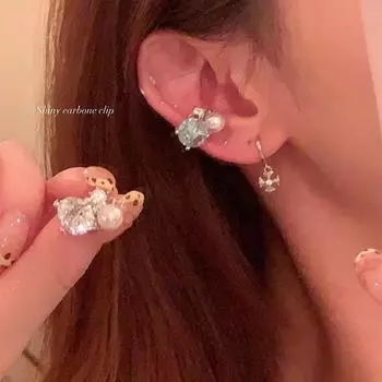 Маленькая лампочка, супер вспышка циркон ушная косточка клипса, женский ушной клип без пирсинга уха, уникальный и красивый, высокого класса Sensey