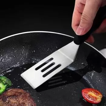 Маленькая лопаточка для кухни. Тернер для сервировки из нержавеющей стали для блинов, пирожных, десертов, яиц. Мини-лопатка из нержавеющей стали для переворачивания сервировки. чёрный