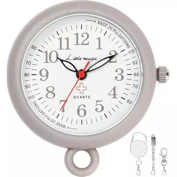 [Маленькая магия] [Официальный] [Большие и легко читаемые] [Батарейка заменяется самостоятельно] карманные часы для медсестры Colore 34 мм (colore34GRG Серовато-бежевый)